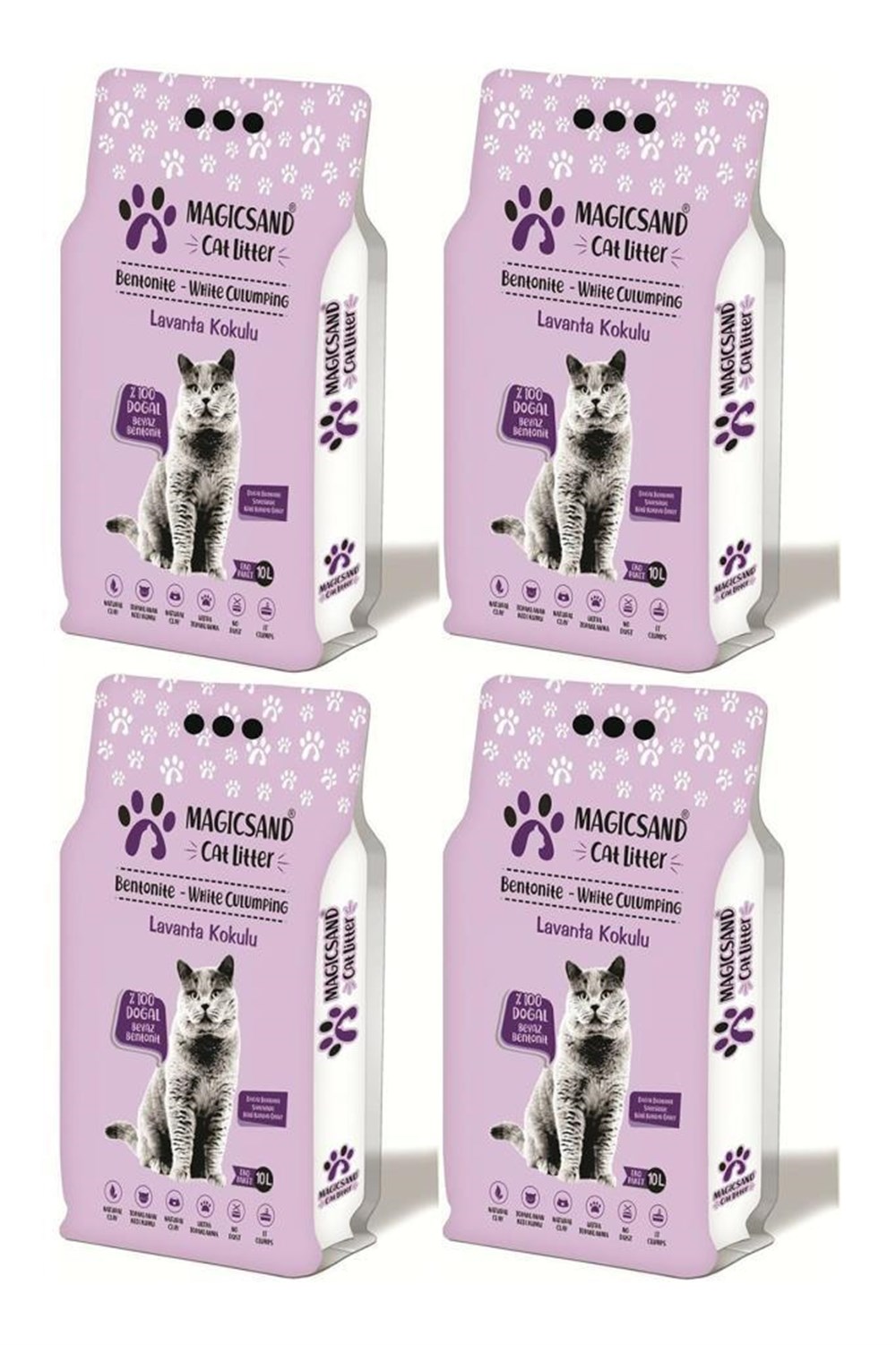 Magicsand Lavanta Koku Kalin Taneli Kedi Kum 10 Lt 4 adet