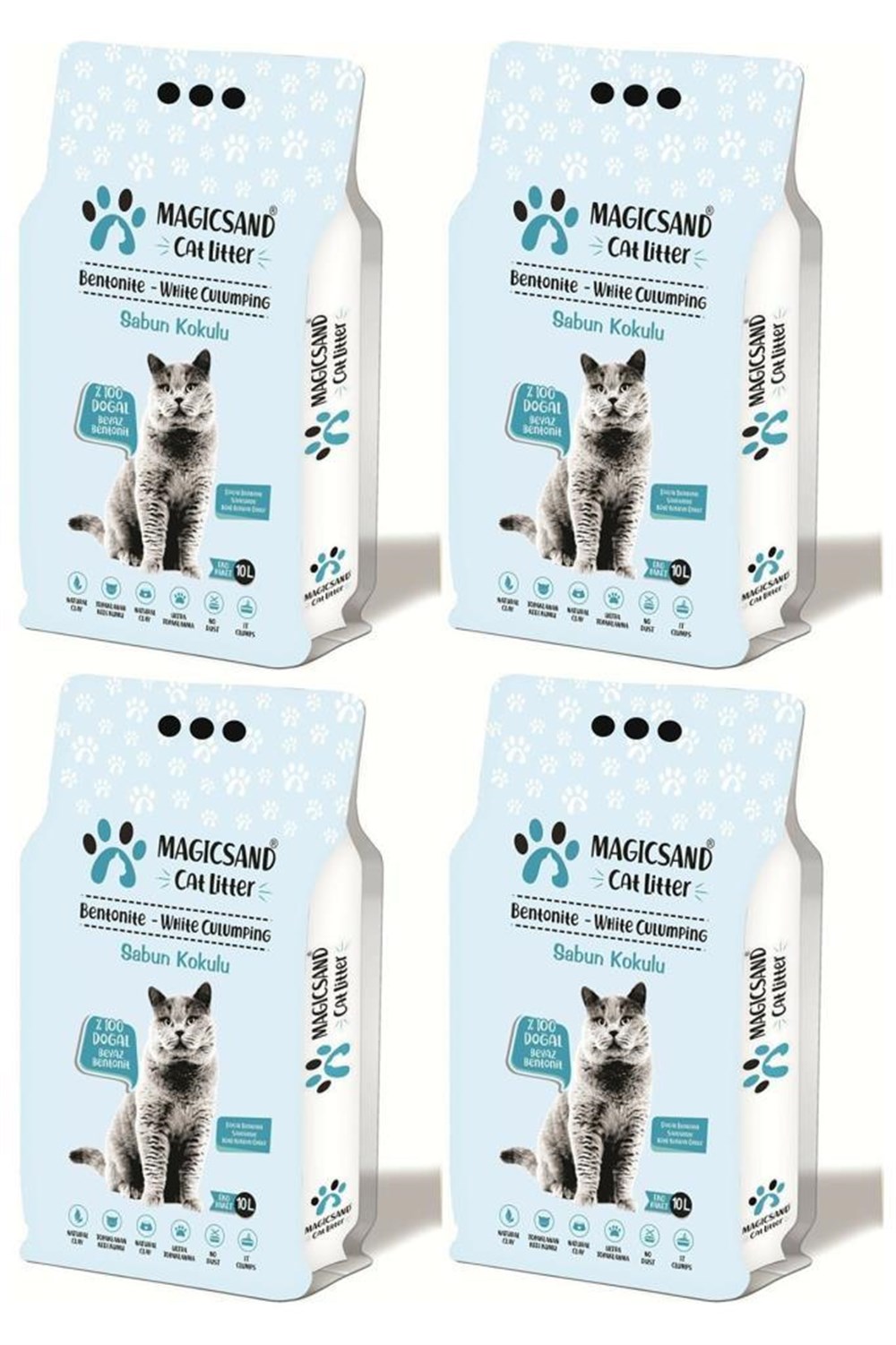 Magicsand Marsilya Kokulu Kalin Taneli Kedi Kumu 10 Lt 4 adet