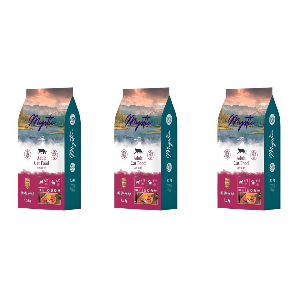Mystic Gurme Düşük Tahıllı Yetişkin Kedi Maması 1,5kg 3 Adet