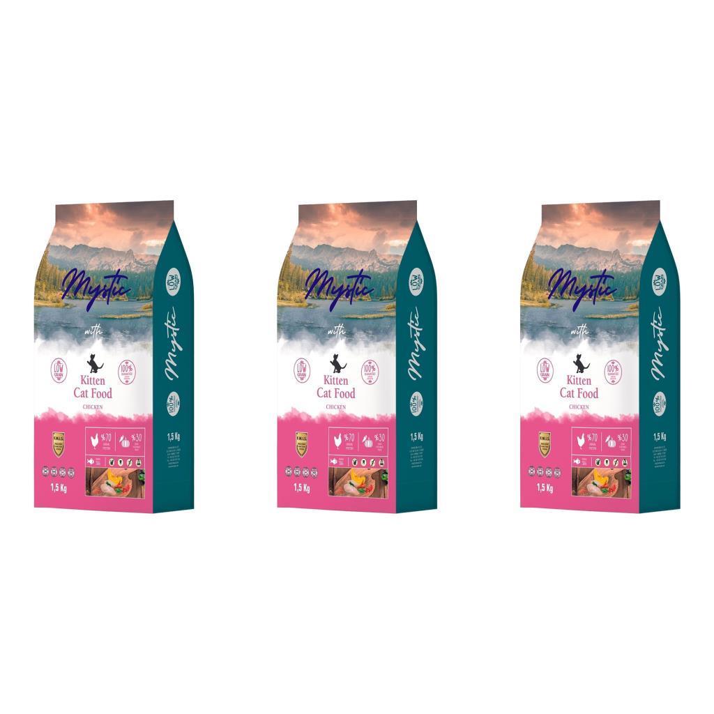 Mystic Kitten Az Tahıllı Tavuklu Yavru Kedi Maması 1.5 Kg 3 Adet