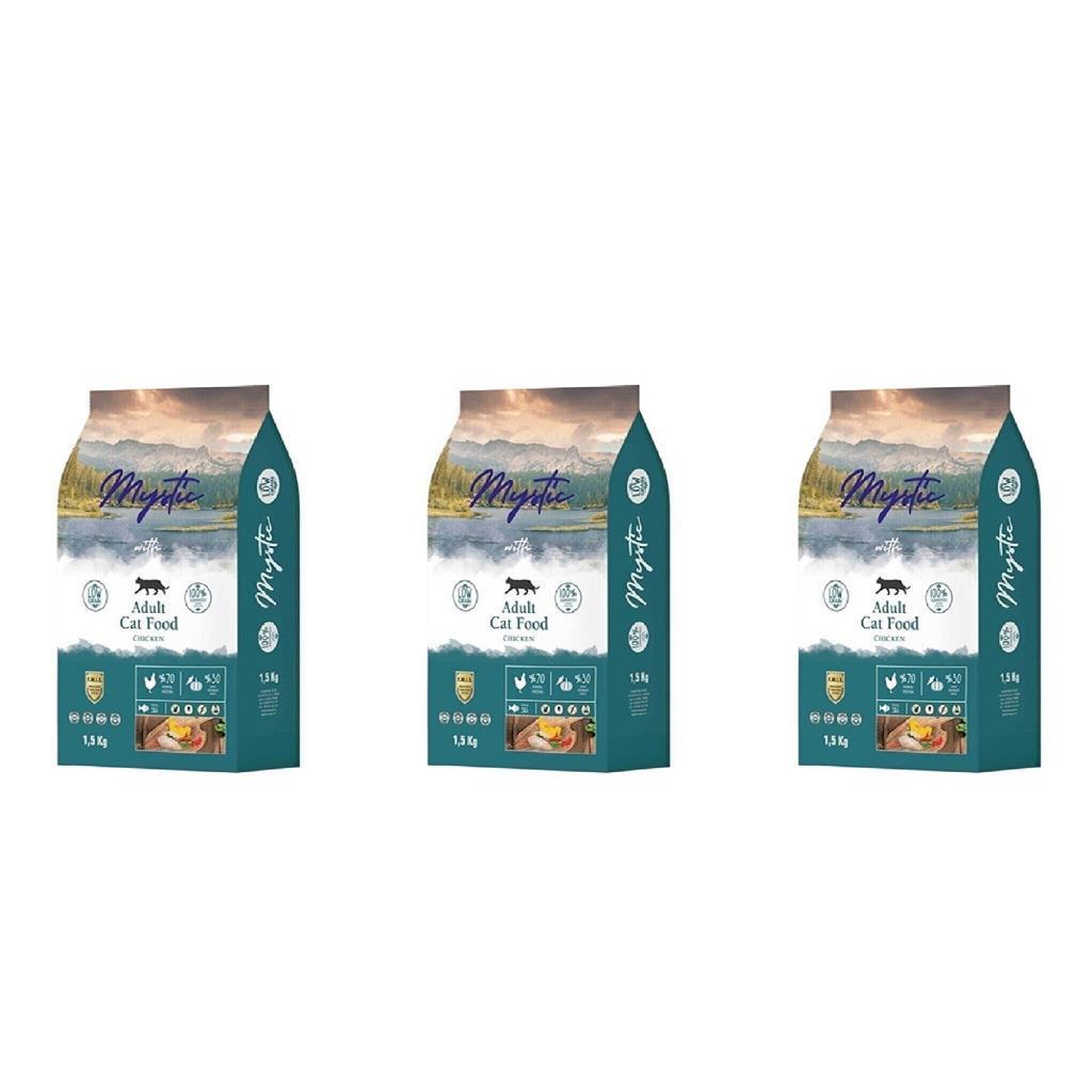 Mystic Tavuklu Düşük Tahıllı Yetişkin Kedi Maması 1,5kg 3 Adet