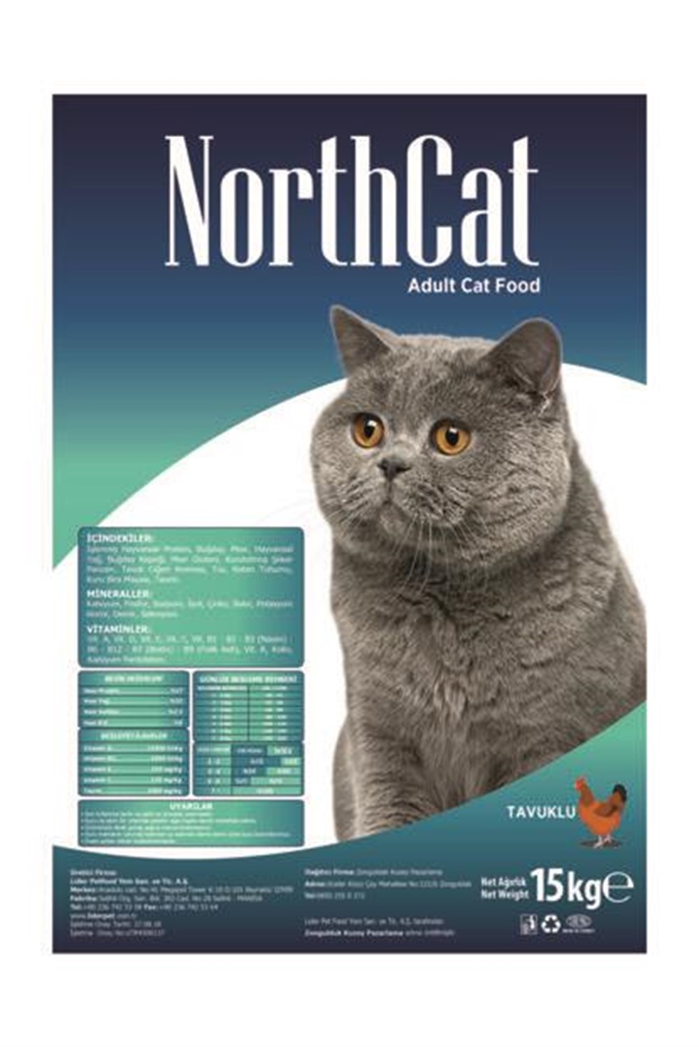 North Cat Tavuklu Yetişkin Kedi Maması 15 Kg