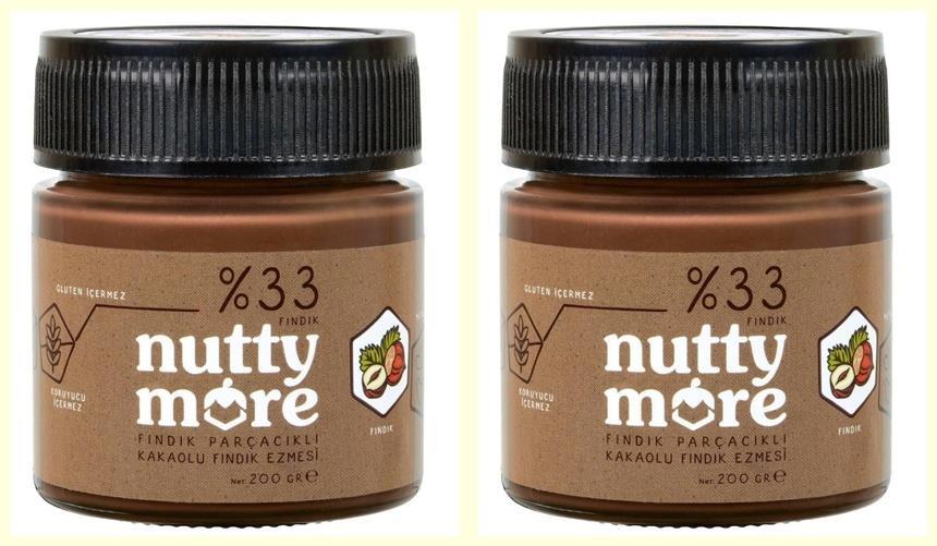 Nutty More %33 Fındık Parçacıklı Kakaolu Fındık Ezmesi 200 gr x 2 Adet
