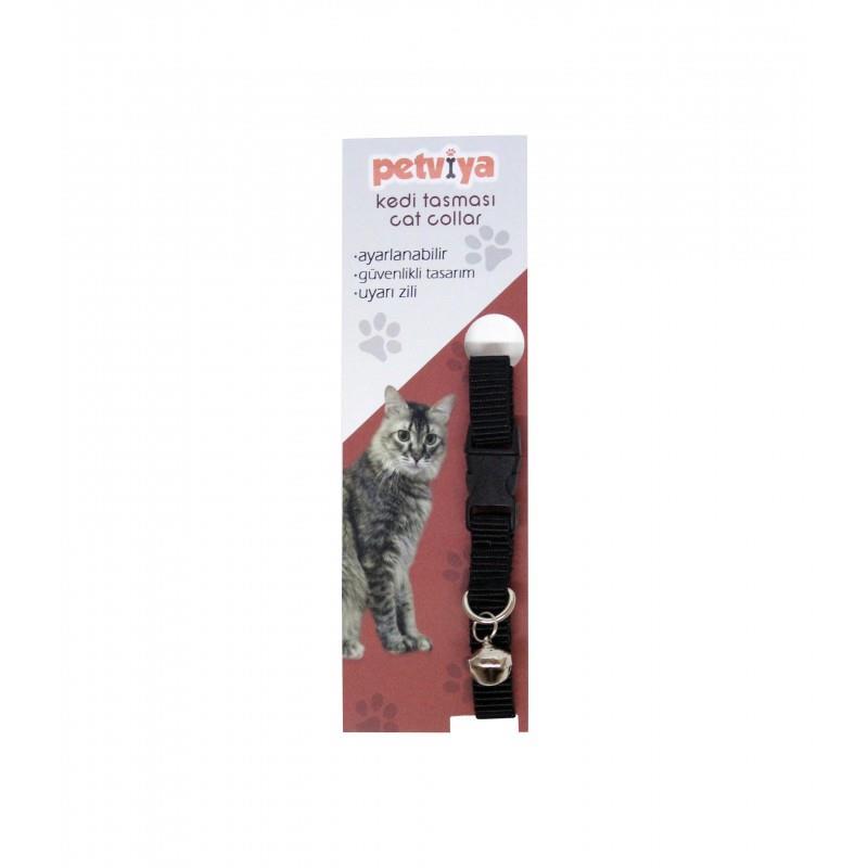 Petviya Ayarlanabilir Zilli Kedi Boyun Tasması Siyah