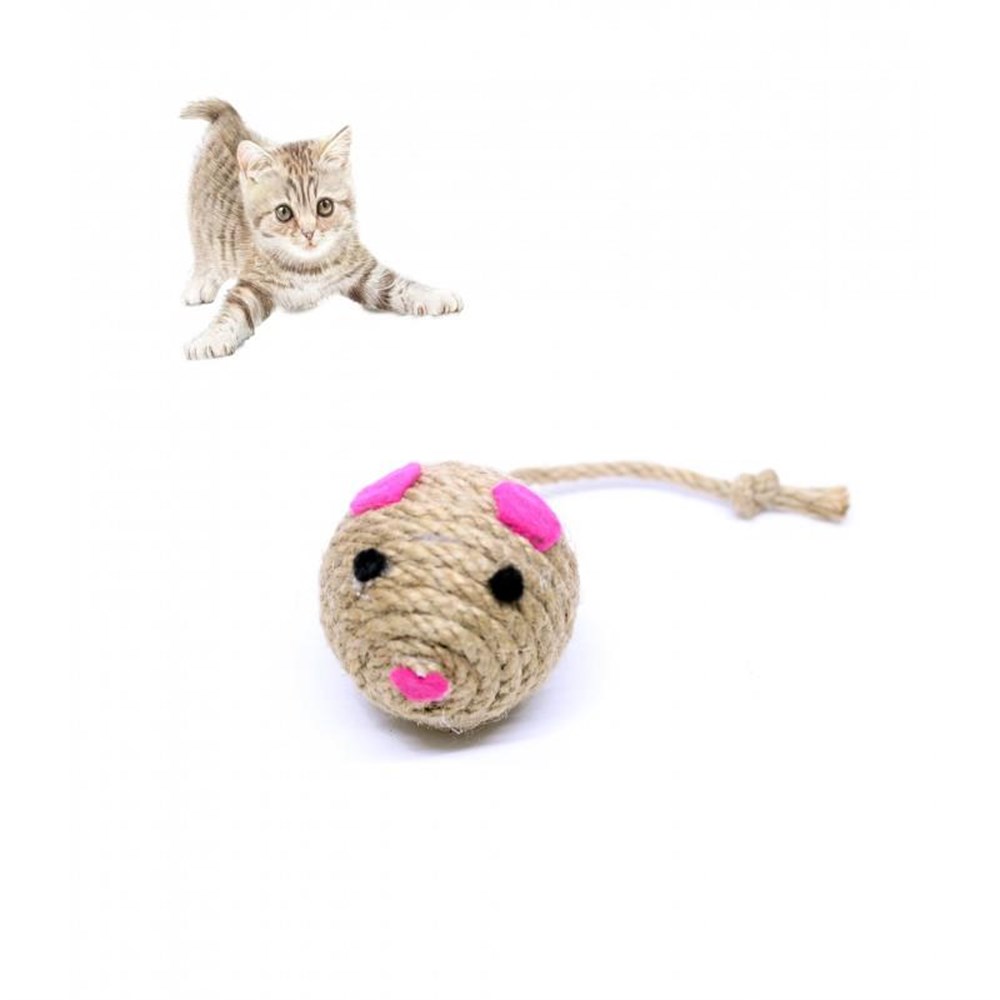 Petviya Kuyruklu Hasır Top Kedi Oyuncağı 5 Cm