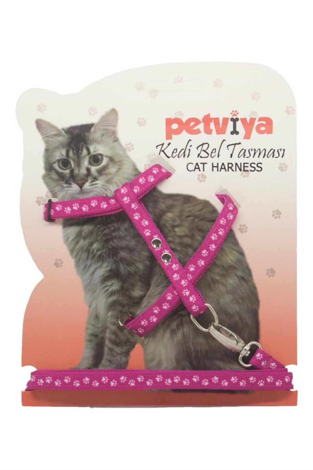 Petviya Pati Desenli Kedi Göğüs (Bel) Tasması Pembe