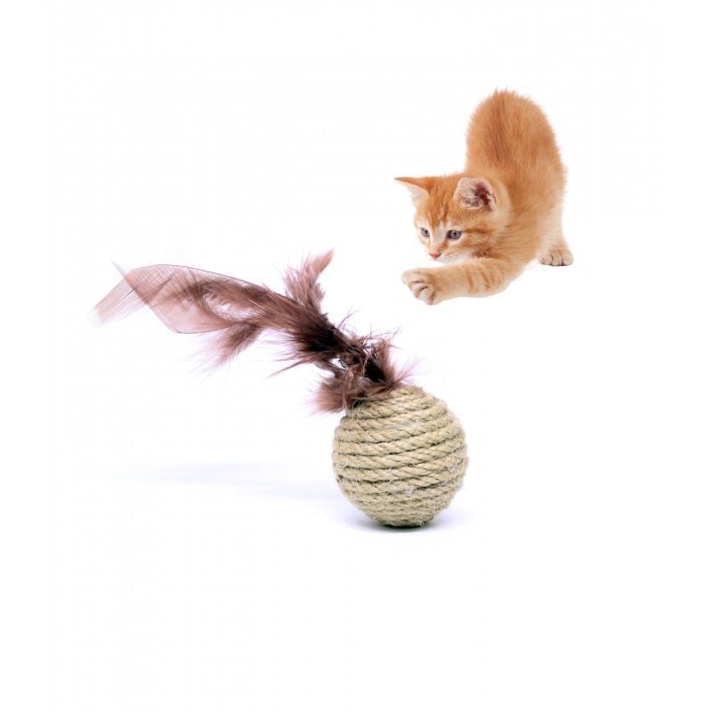 Petviya Tüylü Hasır Top Kedi Oyuncağı 5 Cm