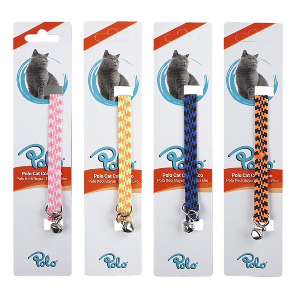 Polo kedi boyun tasmasi elastik kirmizi-gri