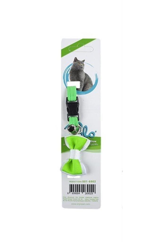 Polo kedi boyun tasması fiyonklu yeşil