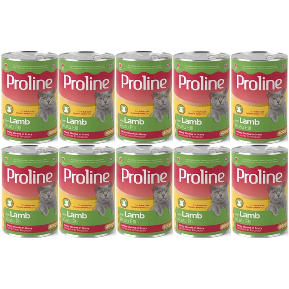 Pro Line Kuzu Etli Yetişkin Kedi Konserve Mama 400 Gr* 10 Adet