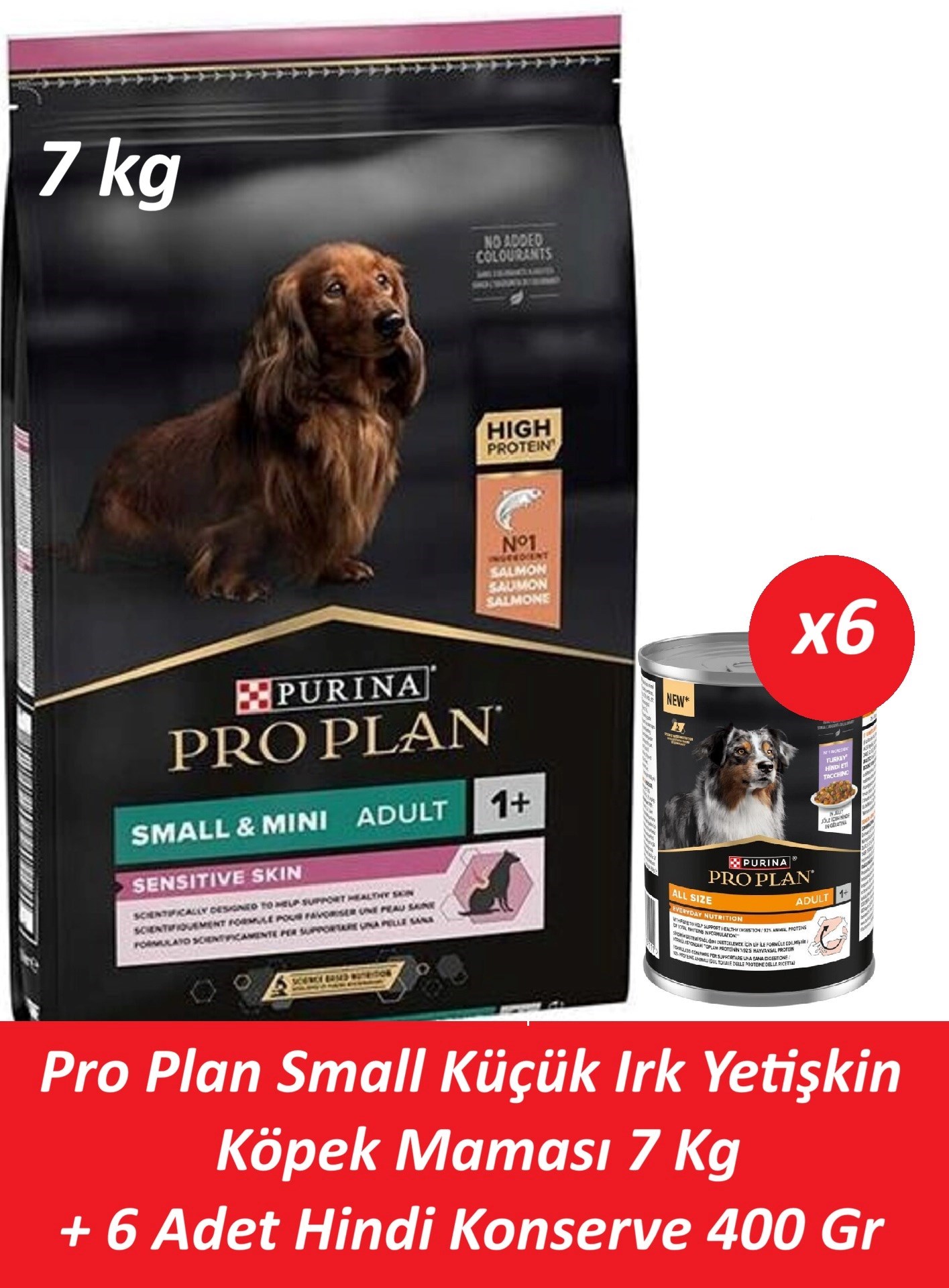 Pro Plan Small Küçük Irk Yetişkin Köpek Maması 7 Kg + 6 Adet Hindi Konserve 400 Gr