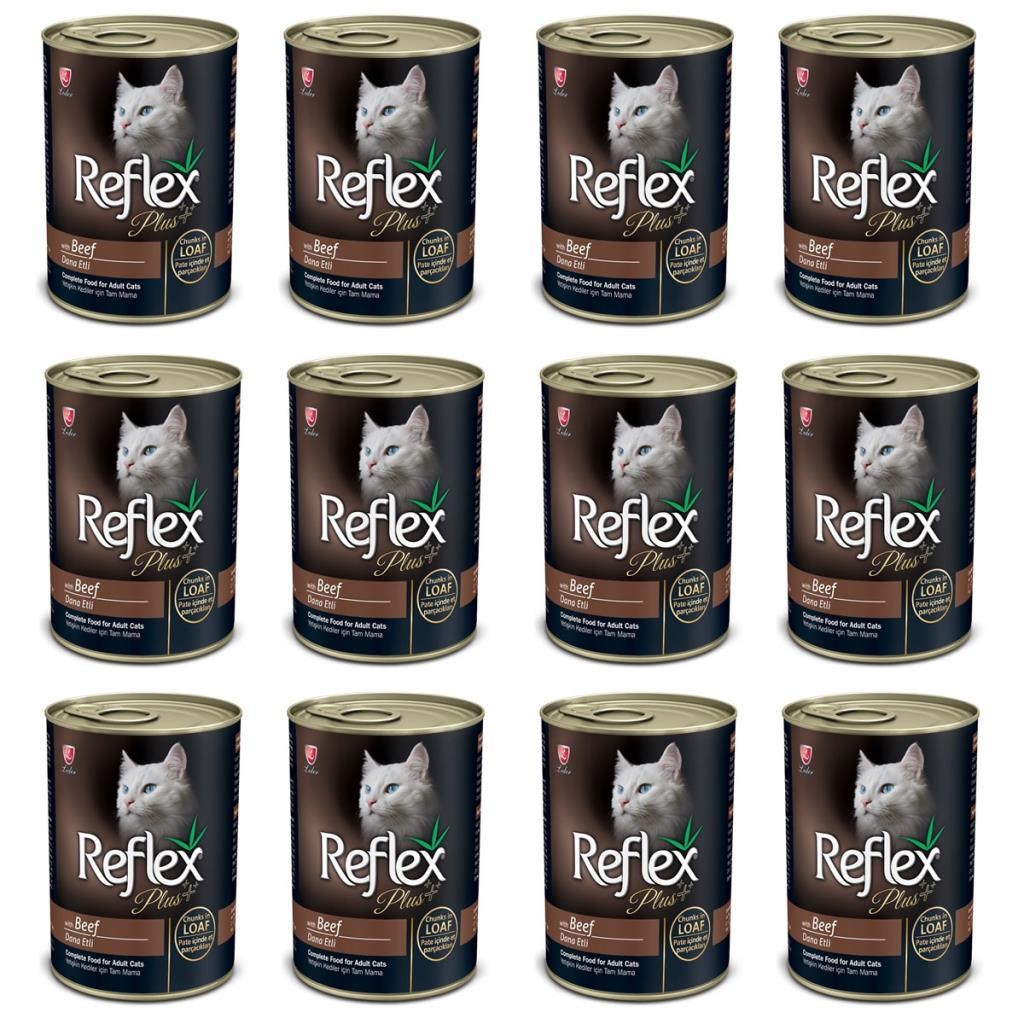 Reflex Plus Biftekli ve Et Parçacıklı Kedi Konservesi 400 Gr 12'Li Set