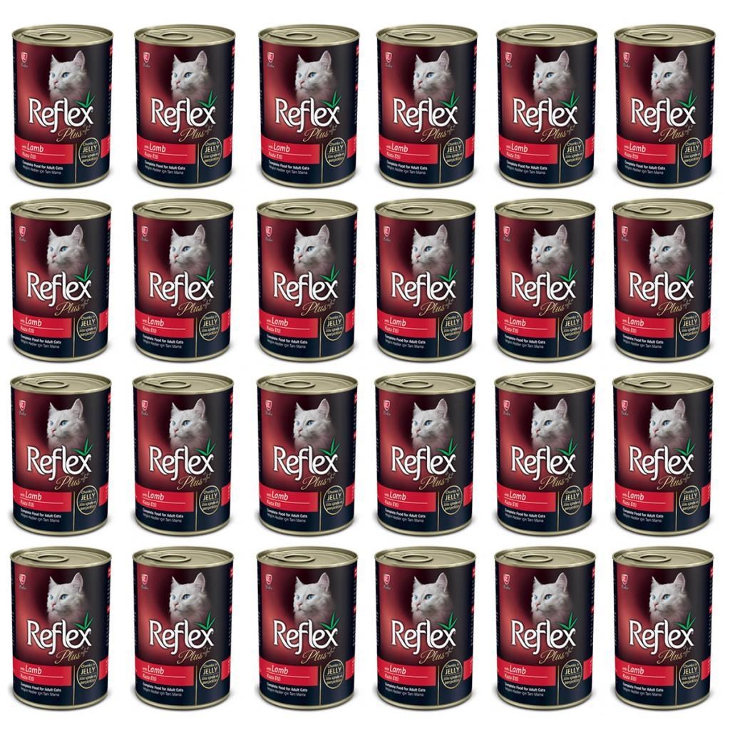 Reflex Plus Kuzulu ve Et Parçacıklı Kedi Konservesi 400 Gr 24'Lü Set