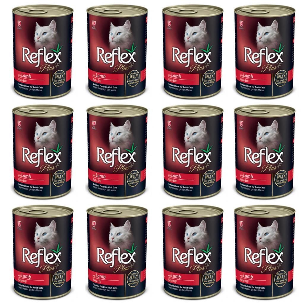 Reflex Plus Kuzulu ve Et Parçacıklı Kedi Konservesi 400 Gr 12 Adet