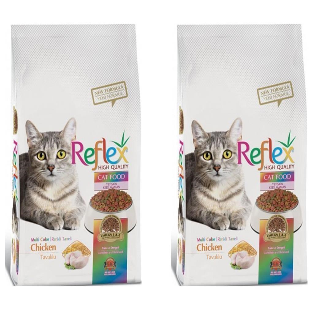 Reflex Renkli Taneli Tavuklu Kedi Maması 3 Kg 2 Adet