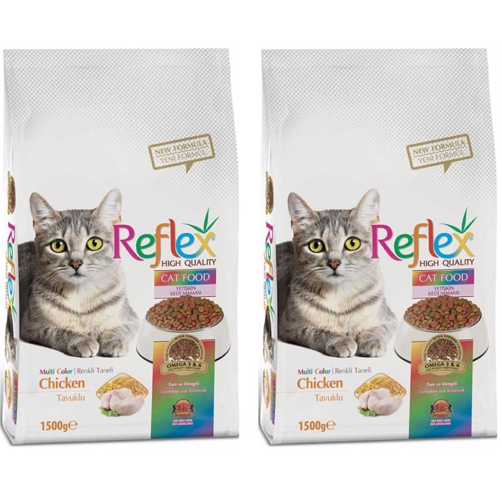 Reflex Renkli Taneli Tavuklu Kuru Kedi Maması 1,5 Kg 2 Adet