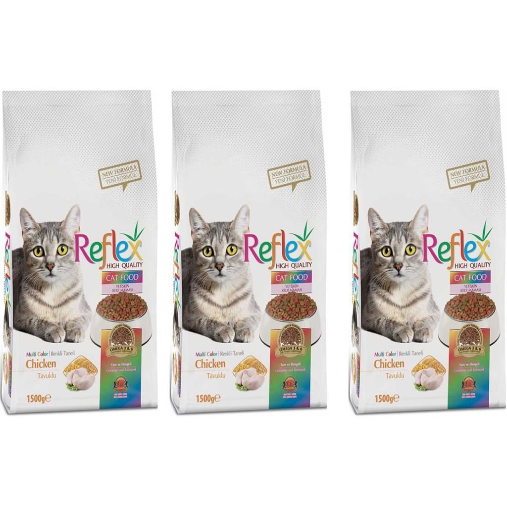 Reflex Renkli Taneli Tavuklu Kuru Kedi Maması 1,5 Kg 3 Adet