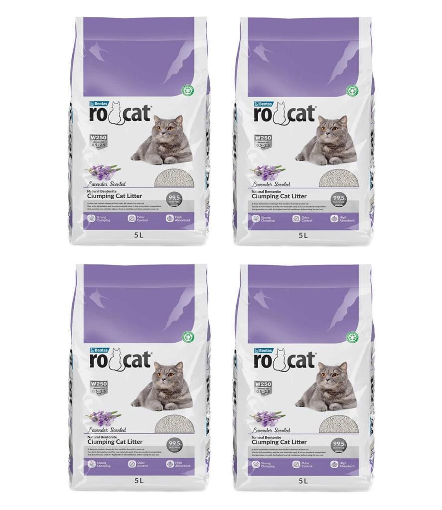 Rocat Topaklanan Kedi Kumu Lavanta 5 Lt 4 adet