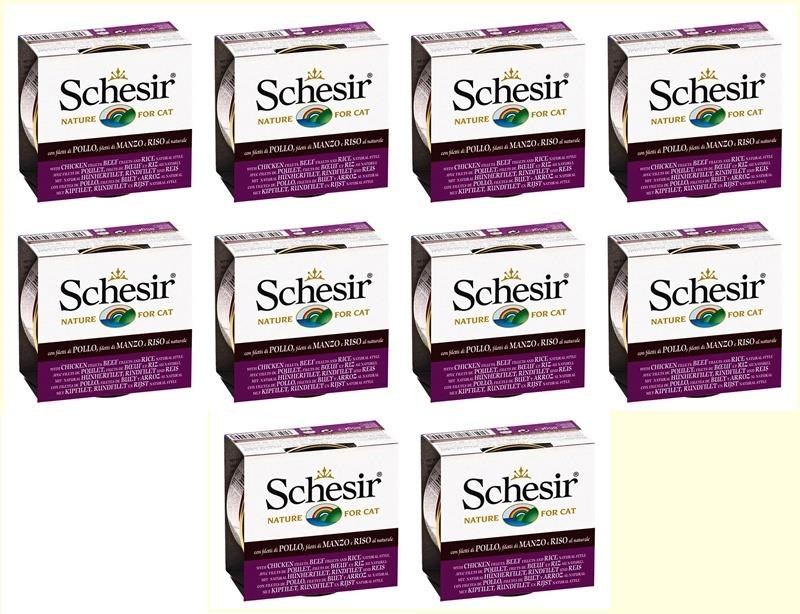 Schesir Tavuklu, Sigir Ve Pirinçli Yetiskin Kedi Yas Mamasi 85gr*10 Adet