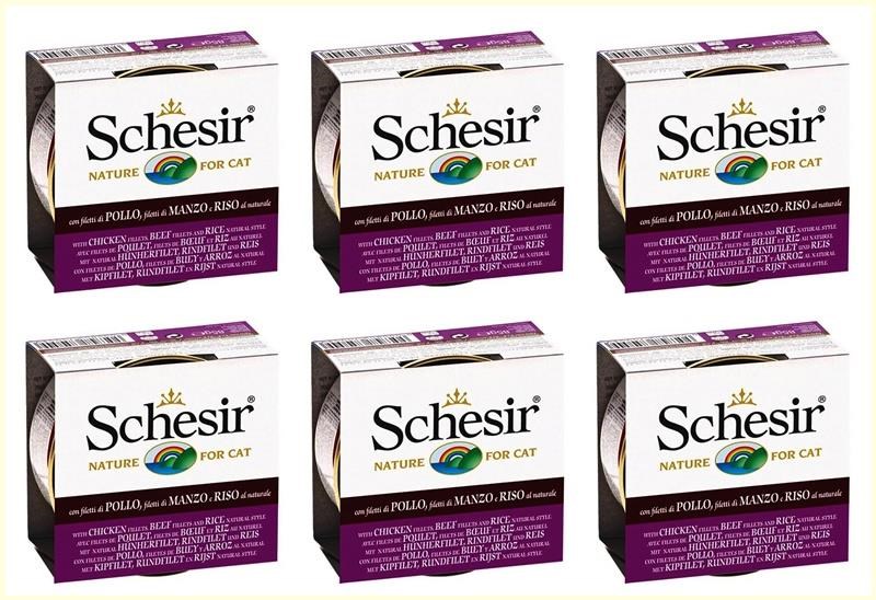Schesir Tavuklu, Sigir Ve Pirinçli Yetiskin Kedi Yas Mamasi 85gr*6 Adet