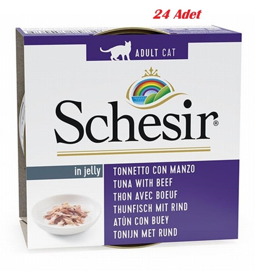 Schesir Ton Balıklı ve Kırmızı Etli Jöleli Kedi Konservesi 85 Gr*24 ADET