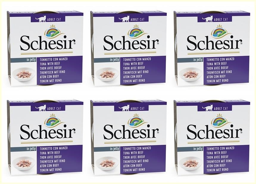 Schesir Ton Balıklı ve Kırmızı Etli Jöleli Kedi Konservesi 85 Gr*6 ADET