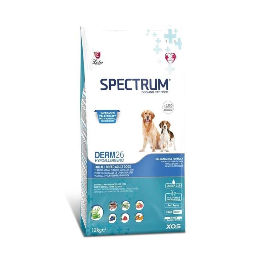 Spectrum Derm26 Hypo-Allergenic Somonlu-Pirinçli Yetiskin Köpek Mamasi 12 Kg