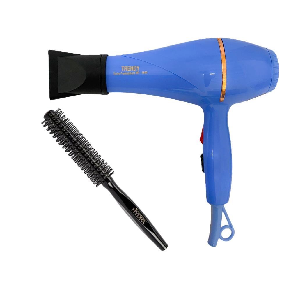 Trendy Profesyonel Fön Makinesi Mavi + Hydra Berber Fön Fırçası