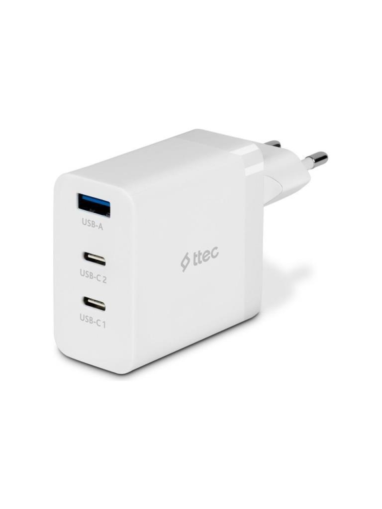 Ttec SmartCharger Trio GAN 65W PD Seyahat Hızlı Şarj Aleti 2 USB-C+USB-A Beyaz 2SCG03B