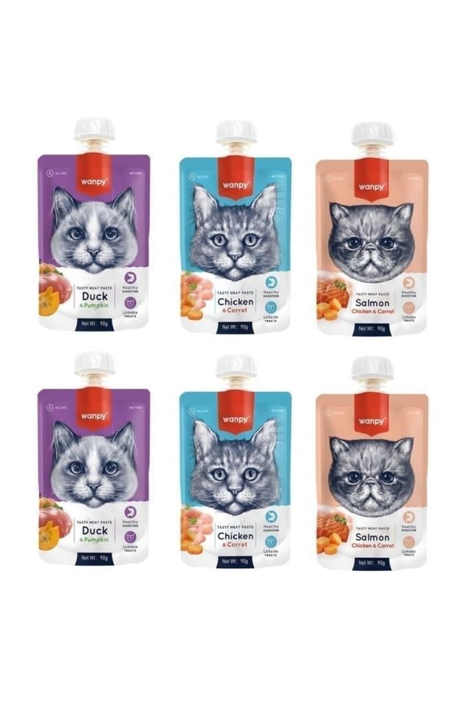 Wanpy 3 Çeşit Karma Kedi Et Ezmesi 90 Gr. X 6 Adet