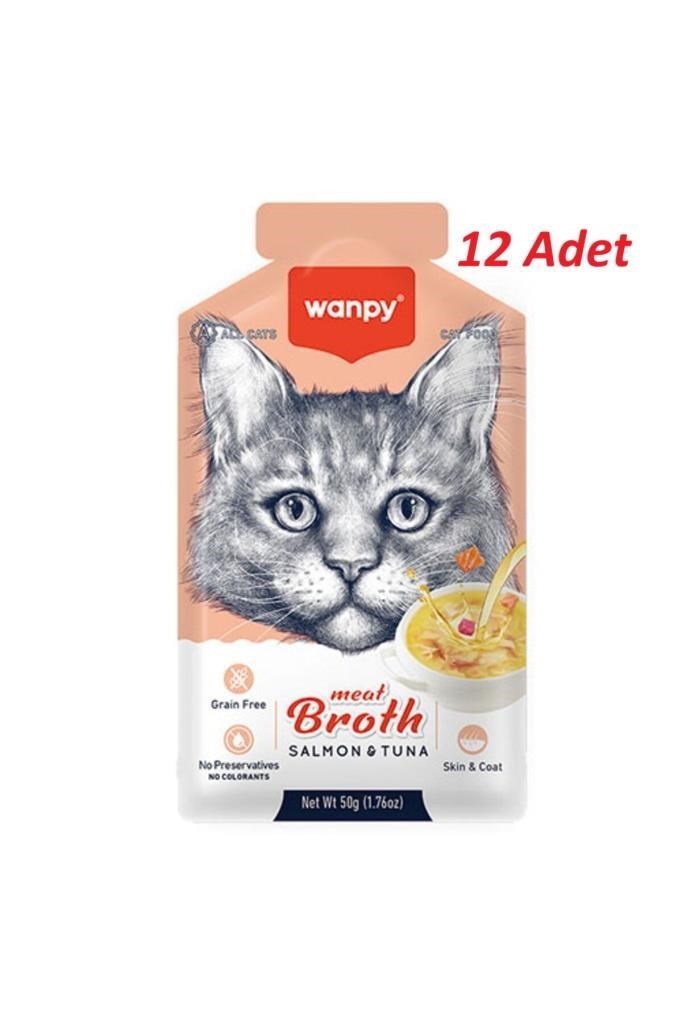 Wanpy Somon & Ton Balığı Etli Kedi Çorbası 50 Gr*12 Adet