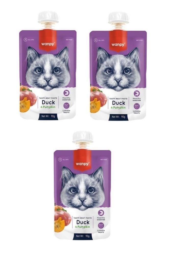 Wanpy Taze Ördekli & Balkabaklı Kedi Et Ezmesi 90 Gr. X 3 Adet