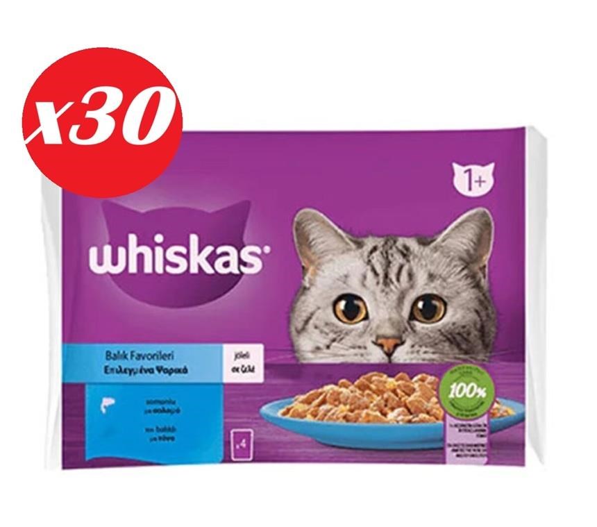 Whiskas Somonlu Ton Balıklı Yet.Kedi Kon. 4x85 Gr Set 30'lu