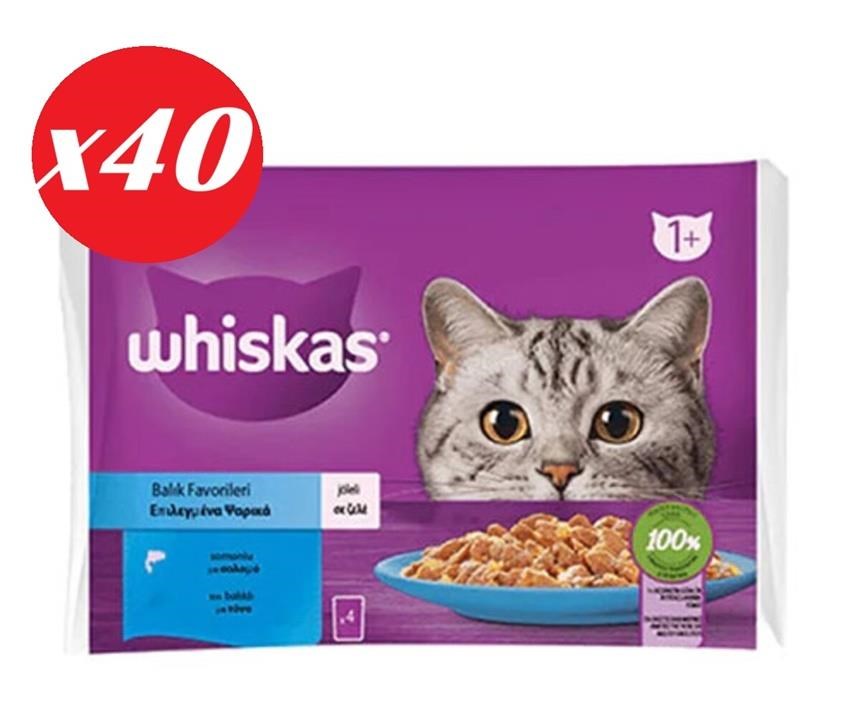 Whiskas Somonlu Ton Balıklı Yet.Kedi Kon. 4x85 Gr Set 40'lı
