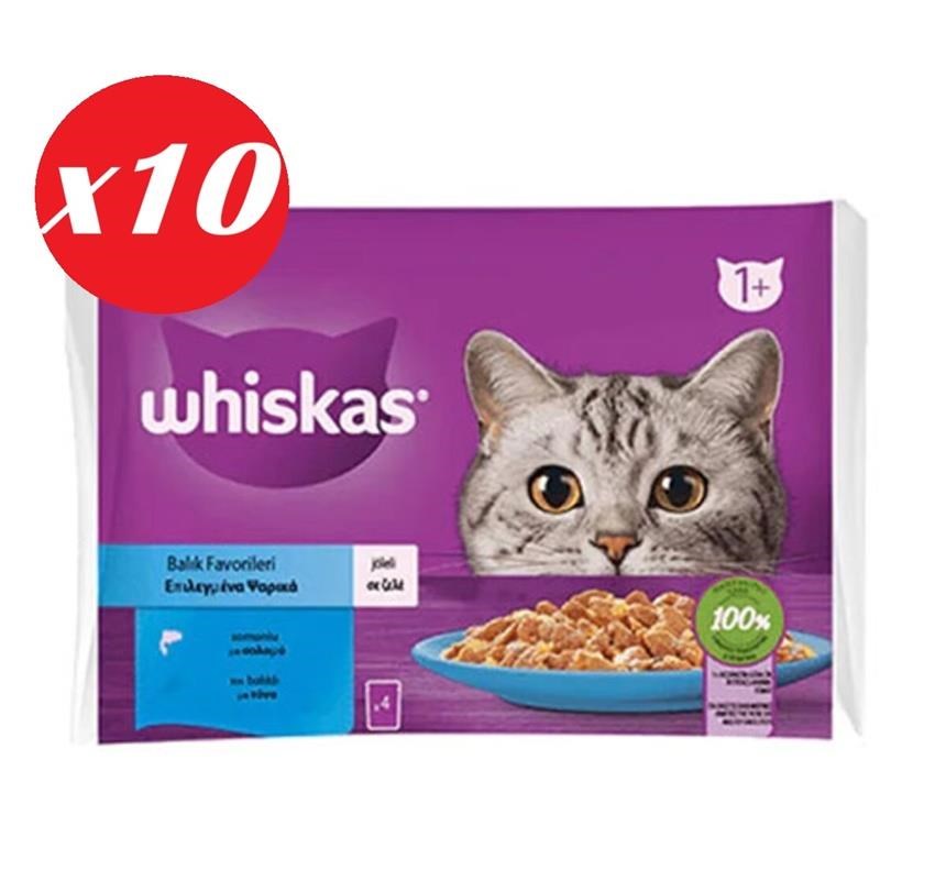 Whiskas Somonlu Ton Balıklı Yet.Kedi Kon. 4x85 Gr Set 10'lu
