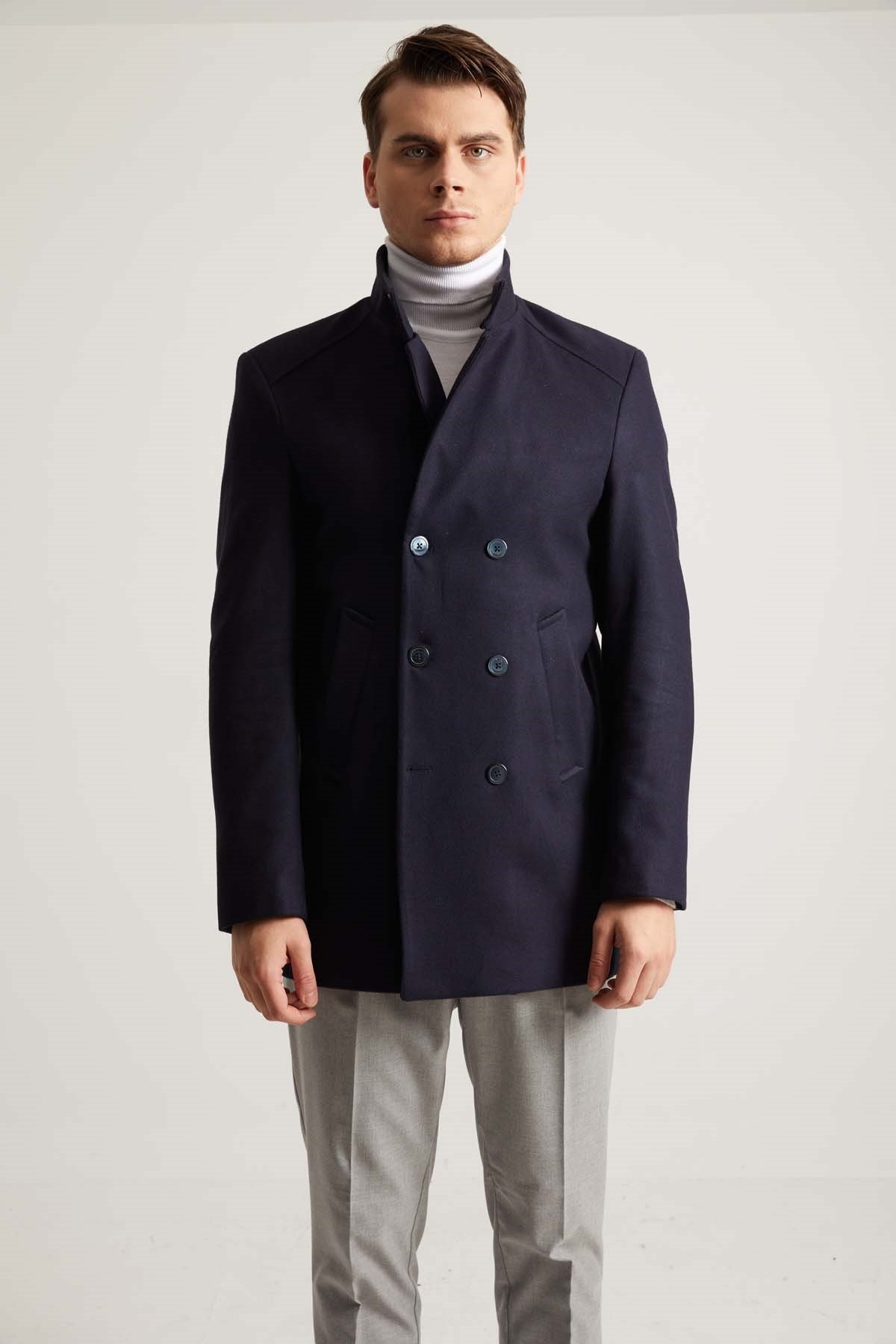 UNDERCOVER　Double Breasted Chester Coat Nlievara Men's Trench Coat Medium Long Style Zipper Spliced