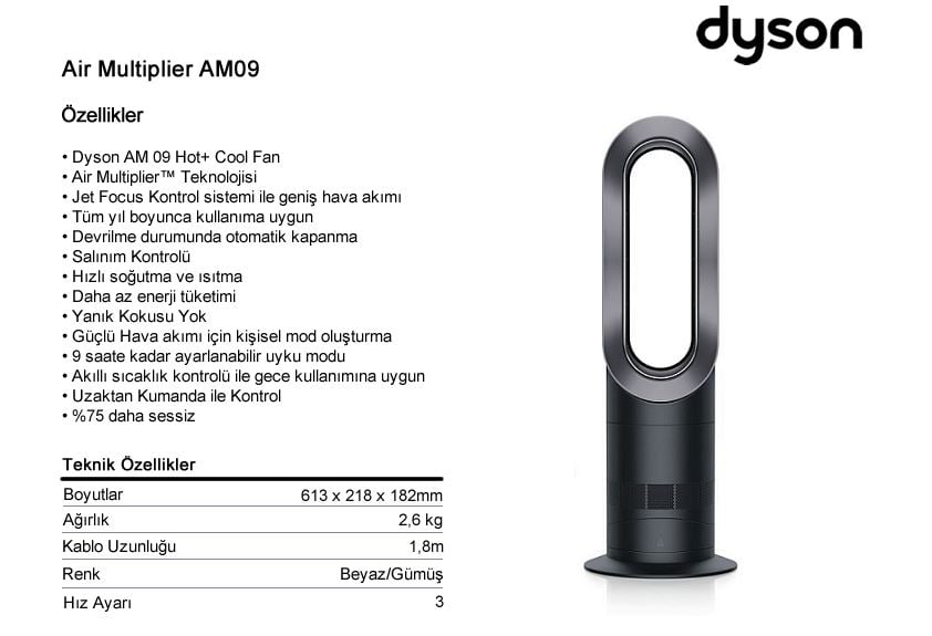 Dyson AM09 Hot-Cool Pervanesiz Vantilatör Sıcak&Soğuk