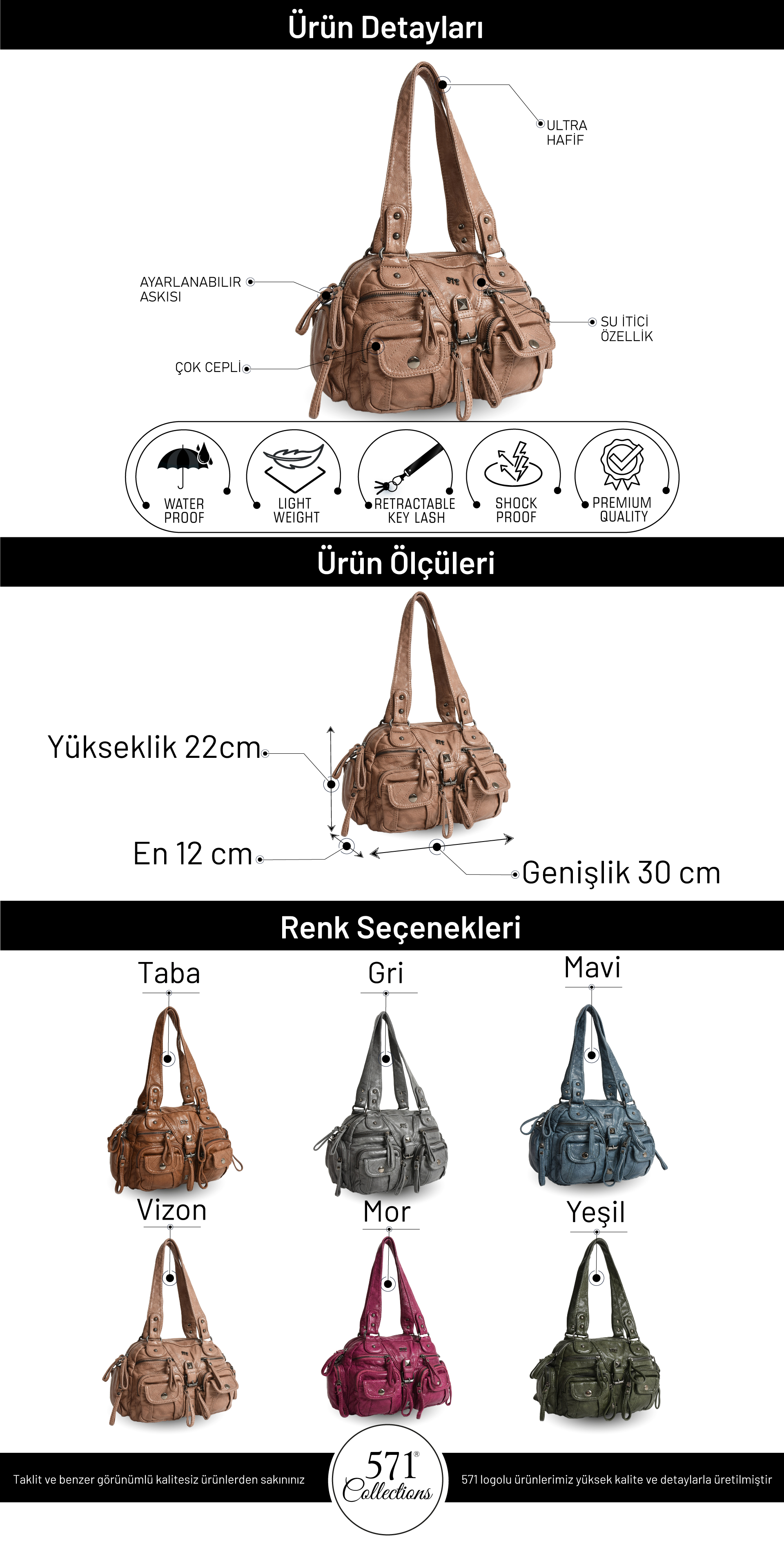 Suni Deri Omuz Çantası Vizon (Model: 571-11-13D)