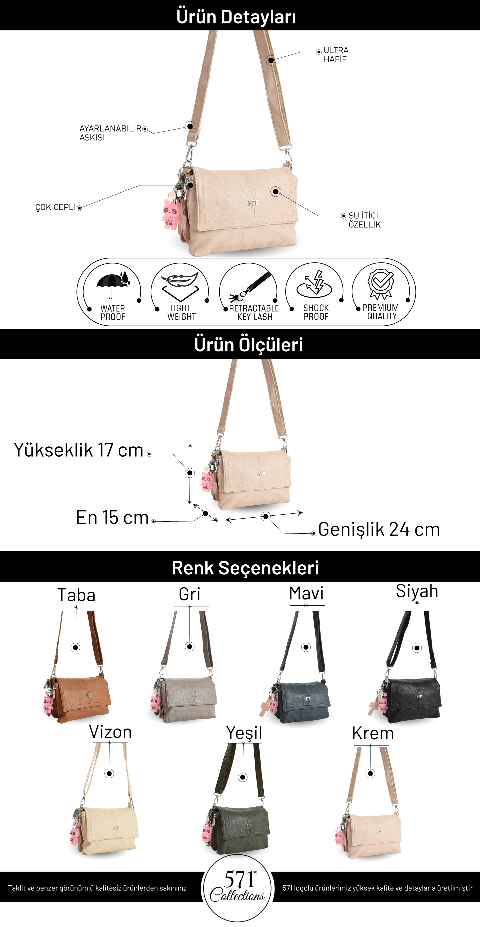 Suni Deri Omuz Çantası Gri (Model: 571-13-17M)