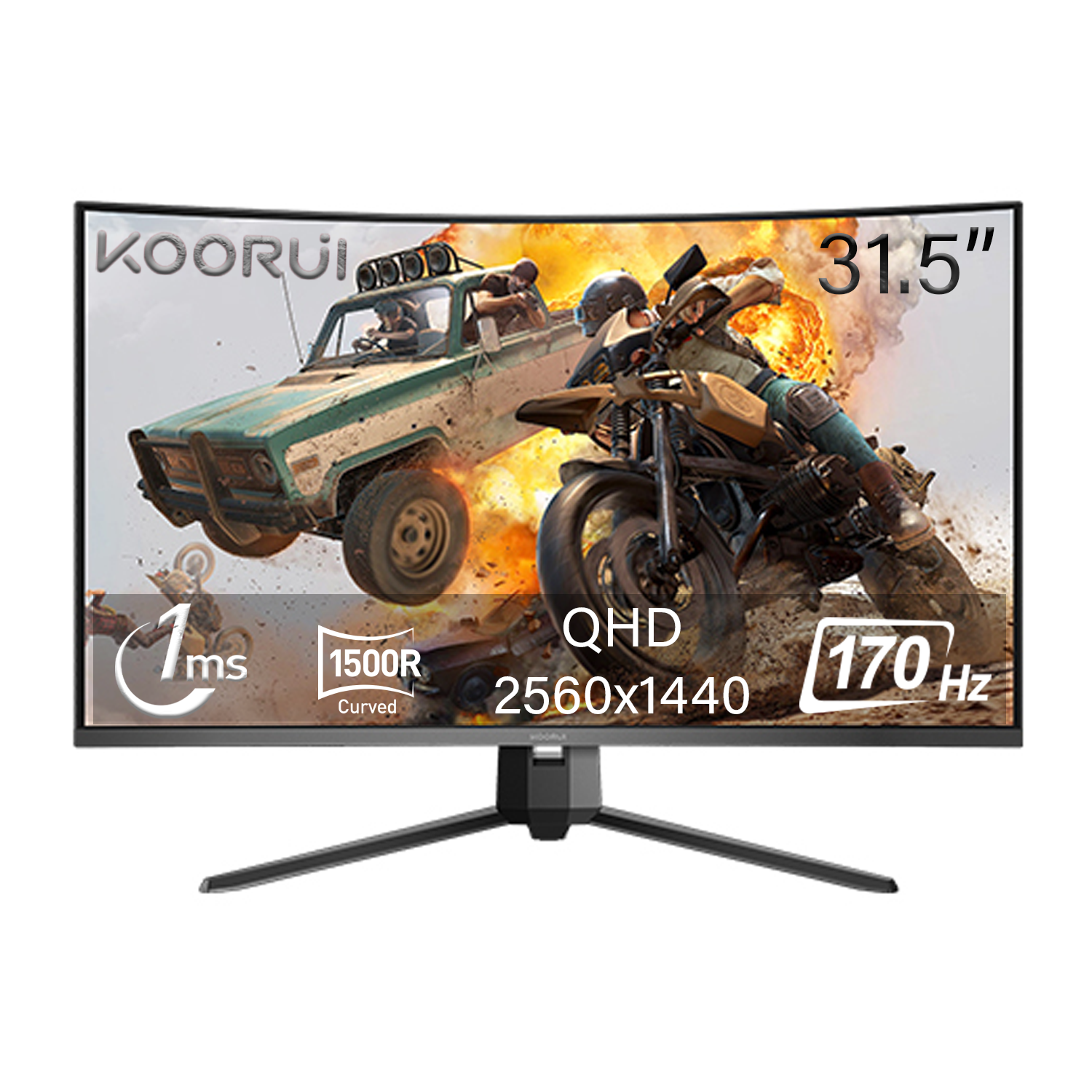 Resim Koorui 1ms 170Hz 31.5'' 2560x1440 QHD Curved Gaming Monitör G3221SC 