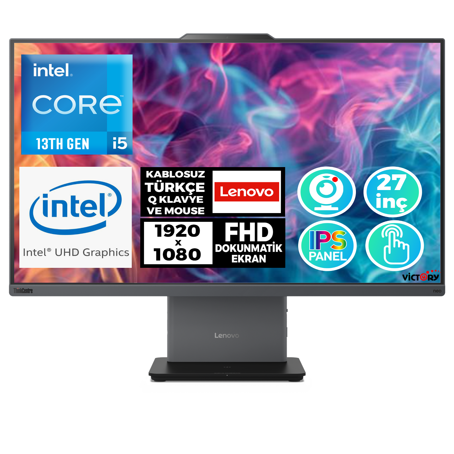 Lenovo ThinkCentre Neo 50a i5-13420H 64GB 1TB SSD 27'' FHD Fdos Dokunmatik All In One 12SA0015TR 004