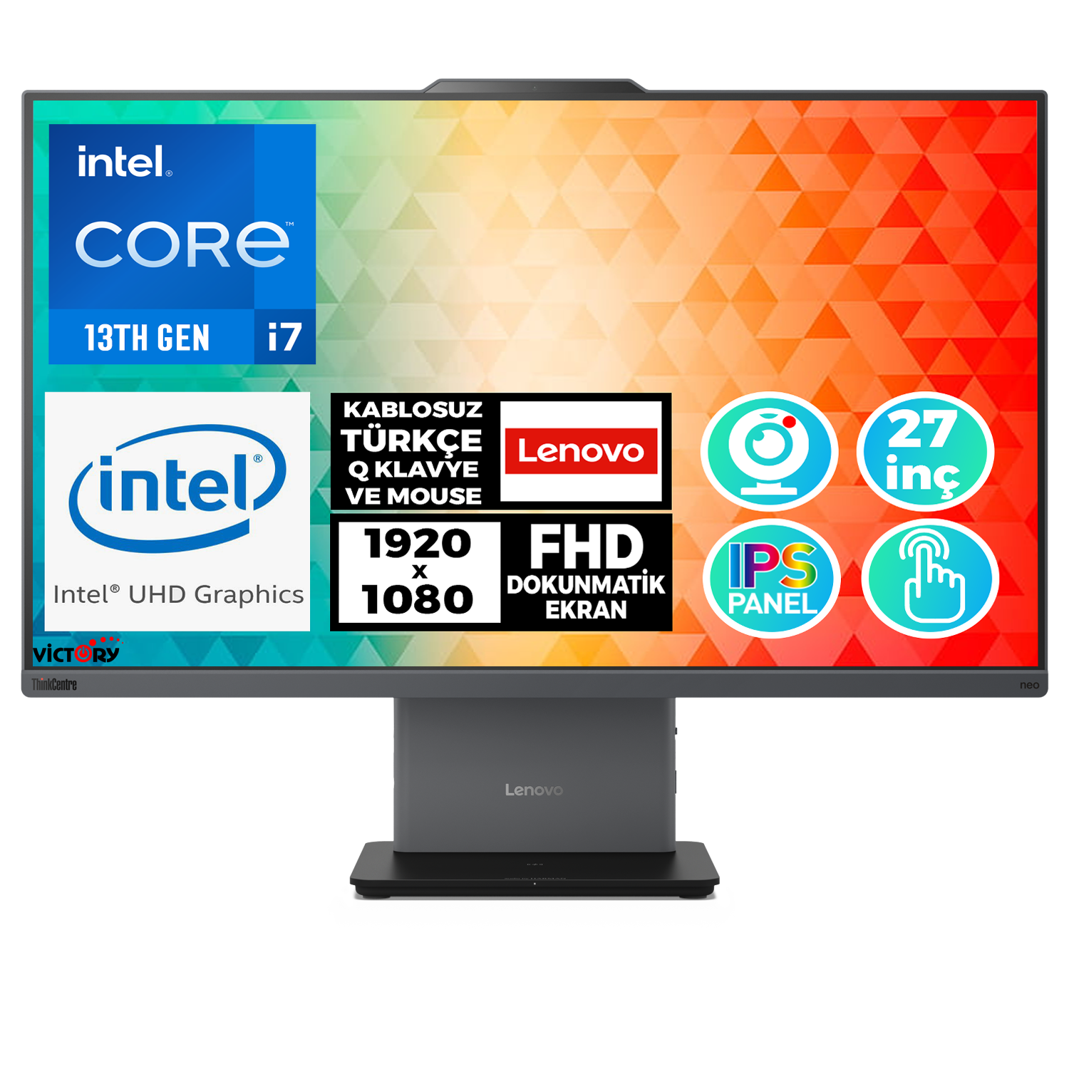 Lenovo ThinkCentre Neo 50a i7-13620H 16GB 512GB SSD 27''FHD W11P Dokunmatik All In One 12SA0003TR 009