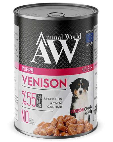 Animal World Puppy Chucks in Jelly Venison Geyik Etli Yavru Köpek Yaş Maması 415 Gr