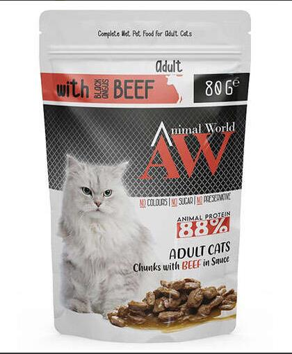 Animal World Sığır Etli Yetişkin Kedi Konservesi 80 Gr