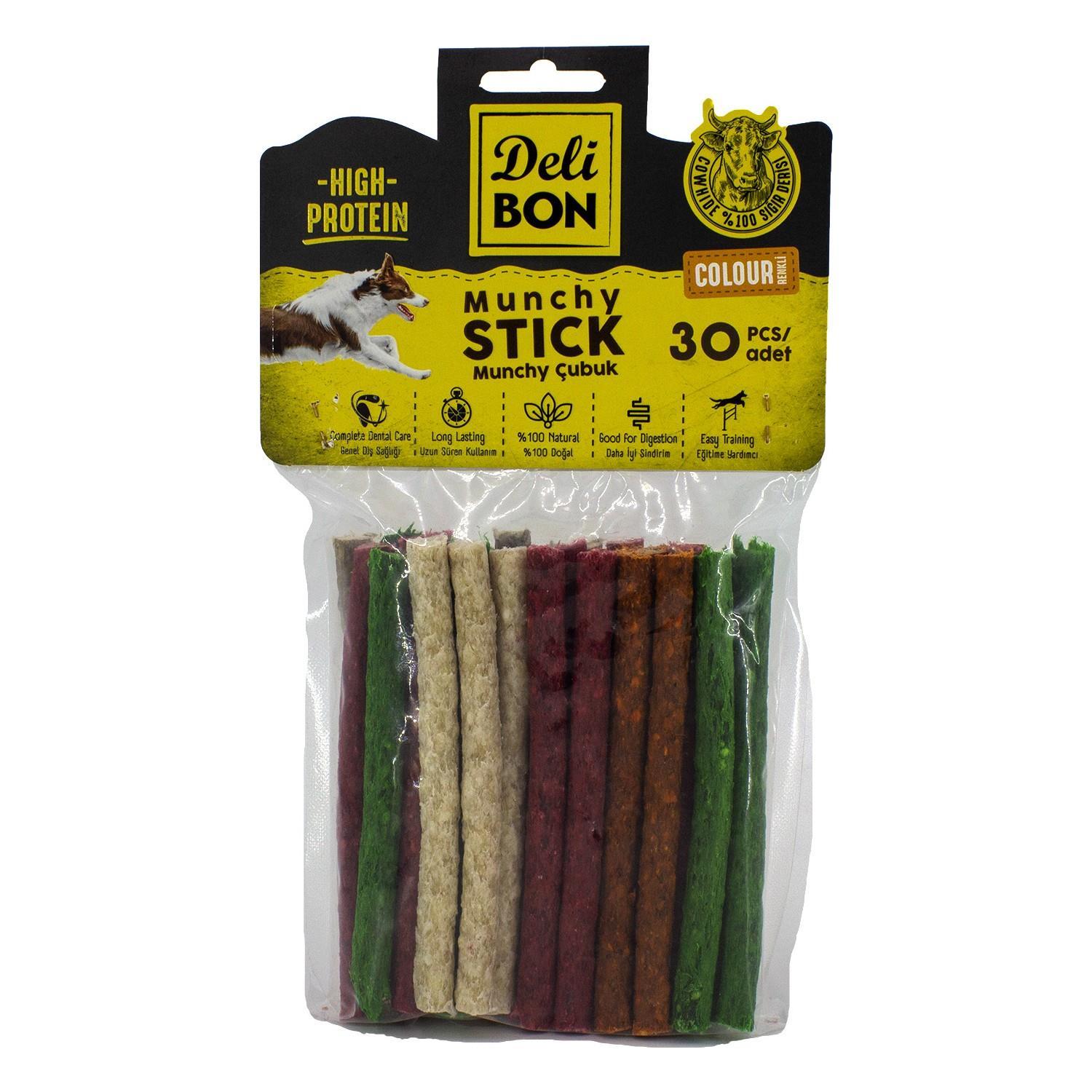 Delibon Deri Munchy Çubuk Orta Boy 30lu Paket Karışık Renk