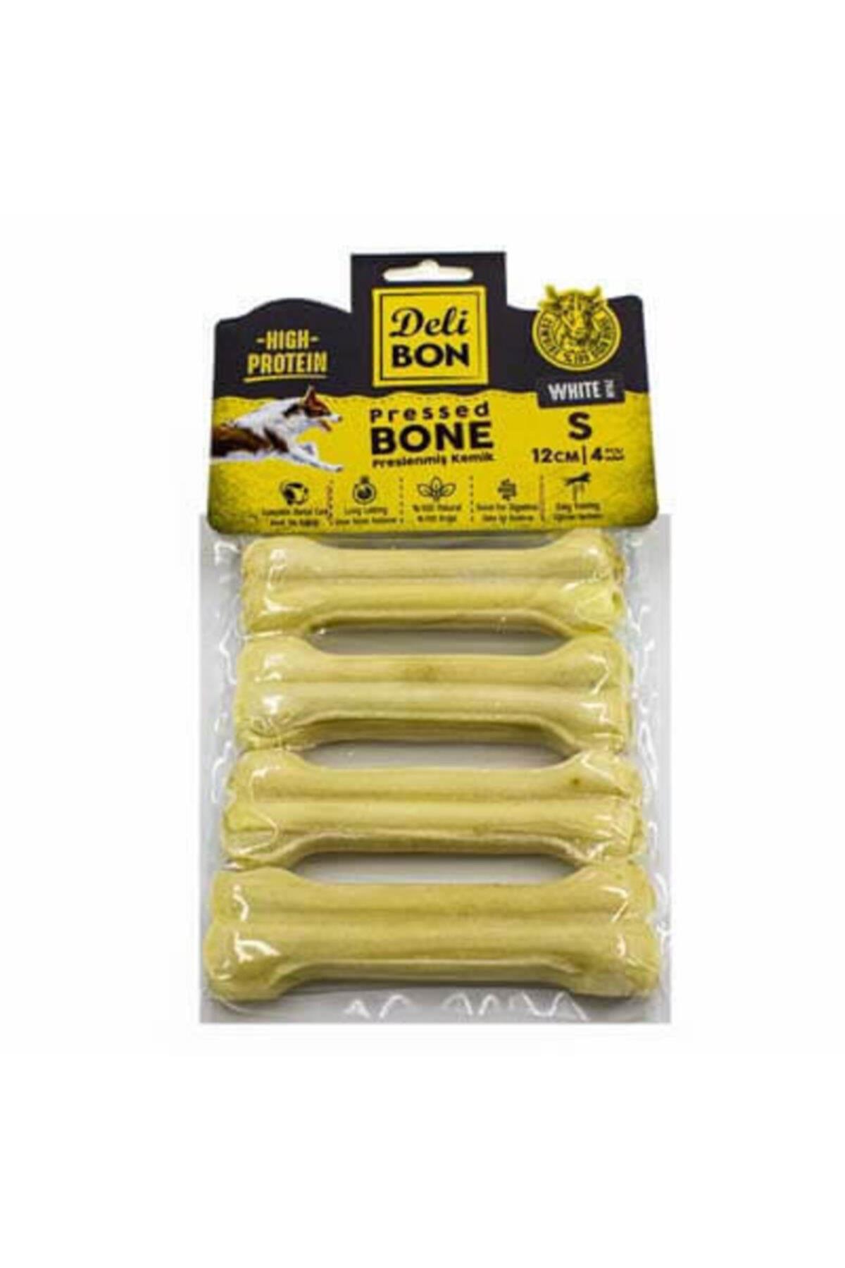 Delibon Deri Press Köpek Kemik 12cm S Boy 4lü Paket Beyaz