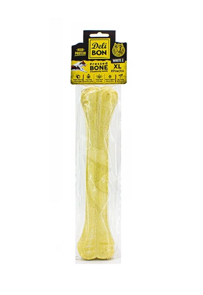 Delibon Deri Press Köpek Kemik 27cm XL Boy 1li Paket Beyaz
