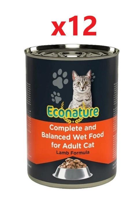 Econature Kuzu Etli Yetişkin Kedi Konservesi 400 Gr x 12 Adet