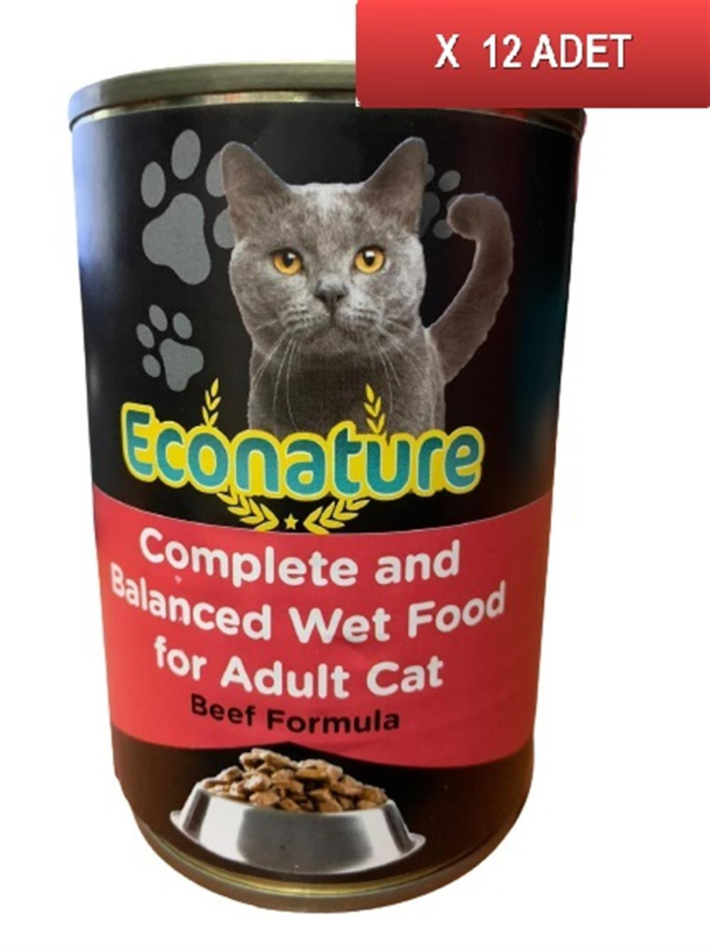 Econature Sığır Etli Konserve Yetişkin Kedi Maması 12 x 400 G