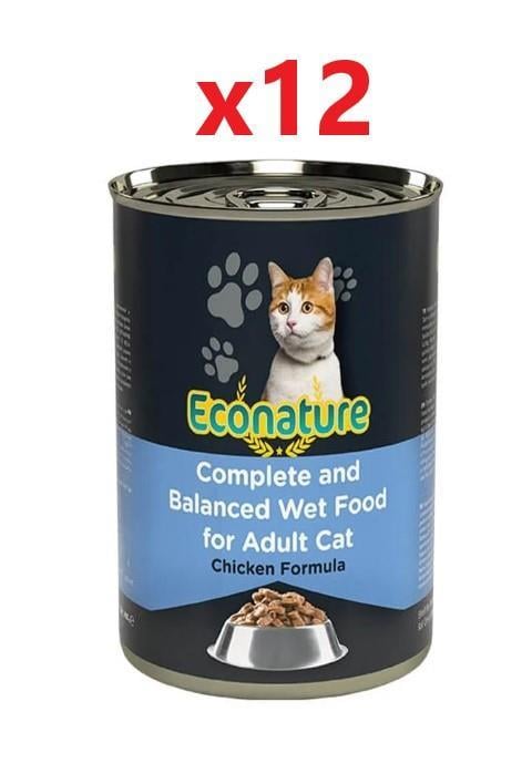 Econature Tavuk Etli Yetişkin Kedi Konservesi 400 gr x 12 Adet